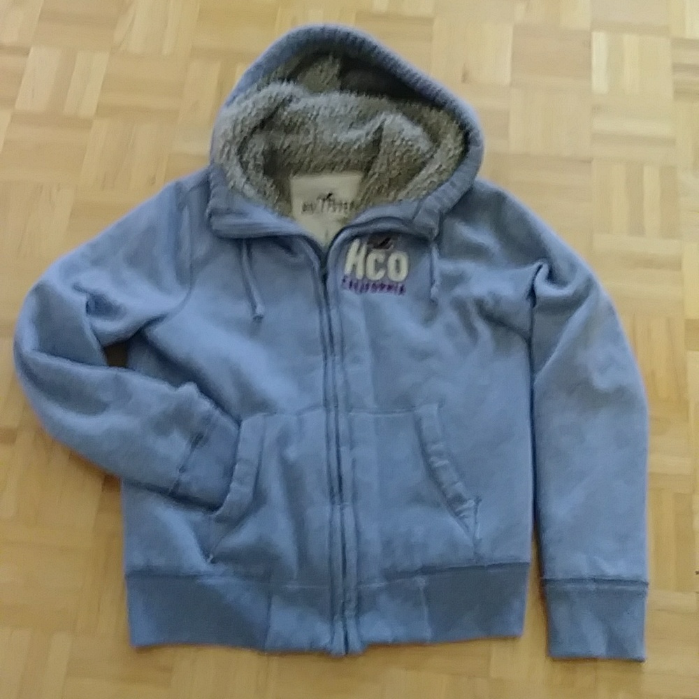 Y2K Hollister heavy sherpa lined sweatshirt zip up jacket sz S